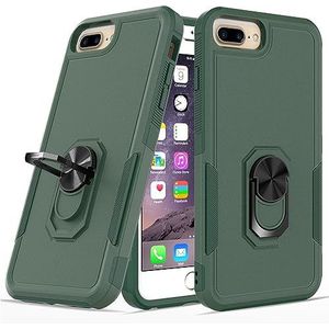 Case Cover, Compatibel met iPhone 6Plus/7Plus/8Plus Case, Full Body Heavy Duty Schokbestendige Metalen Ring Kickstand Bescherming Case Cover Compatibel met iPhone 6Plus/7Plus/8Plus (Color : Ye?il)