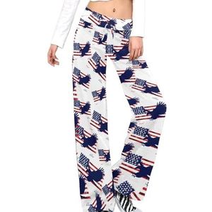 American Eagle Flag Damesbroek, casual broek, elastische taille, loungebroek, lange yogabroek, rechte pijpen