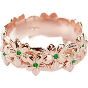 Charme Vrouwen Mode Goud Zilver Rose Goud Kleur Bloem Geometrie Groene Stenen Ringen voor Vrouwen Bruiloft Verloving Sieraden-5-Rose Goud