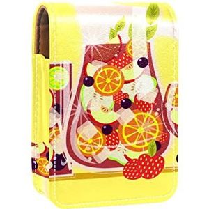Lipgloss Houder Lipstick Case Draagbare Mini Lipstick Opbergdoos Reizen Lipstick Organizer Case met Spiegel voor Vrouwen Sangria Geel, Meerkleurig, 9.5x2x7 cm/3.7x0.8x2.7 in