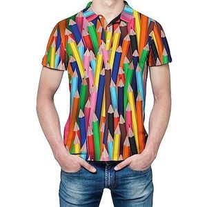Gekleurde pennen heren shirt met korte mouwen golfshirts normale pasvorm tennis T-shirt casual zakelijke tops