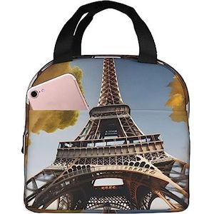SUHNGE Cityscape Parijs Eiffeltoren Frankrijk Print Geïsoleerde lunchbox voor dames en heren, kantoorwerklamp, duurzame draagtas