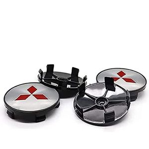 4 stuks auto-naafdoppen voor Mitsubishi, 60 mm auto-naafdoppen, wieldoppen, vervangende naafdoppen, stickers, naafdoppen D