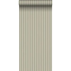 behang strepen olijfgroen 53 cm x 10.05 m - van Sanders & Sanders