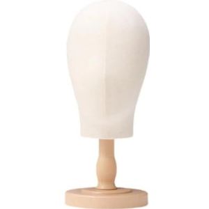 Pruikenhoofd Mannequin Hoofdmodel, Stoffen Hoofd, Staande Pruik Display Houder for Hoeden Hoofdtooi Cap Home(Wood Color short)