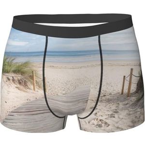 ZJYAGZX Strand Landschap Print Heren Boxer Slips Trunks Ondergoed Vochtafvoerend Heren Ondergoed Ademend, Zwart, S