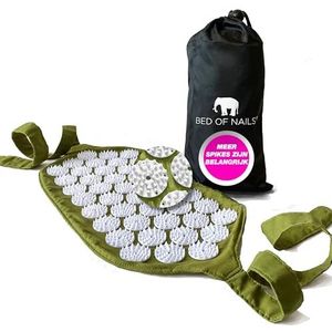 Bed of Nails Origineel Acupressuur Riem, 1,848 Spikes Mini Acupunctuur Massage Riem Voor Rug Pijn Verlichting, Wellness Cadeaus Voor Vrouwen En Mannen, Draagtas, 38 x 20 cm, Groen