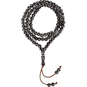 99 kralen moslim Tasbih - hars vergulden islamitische aanbidding gebed schrift rozenkrans kralen boeddhistische gebed schrift rozenkrans ketting(Donker bruin)