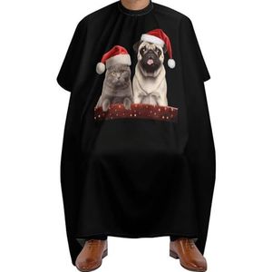 Kapperscape Kat En Hond Met Kerstmutsen Haar Salon Cape Antistatische Barber Cape Geschikt Haarknip Voor Volwassenen Kapperswinkels 140 x 168 cm