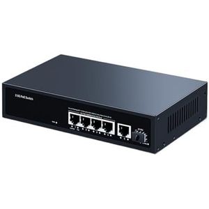 SOEWGAIJI Poe Switch 2.5G 5 Ports 2500M Slot SFP+ 10G Flash Protection 65W IEEE802.3af/at (Kleur: EU-stekker)