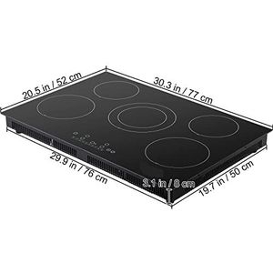 4/5 branders Elektrisch fornuis Elektrische kookplaat 9 vermogensniveaus &Sensor Touch Control keramisch glasoppervlak (Color : 30 in 5 Burners)