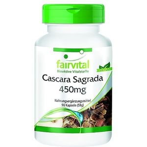 Fairvital | Cascara Sagrada capsules 450mg - HOOG GEDOSEERD - VEGAN - 90 capsules - cascara sagrada extract, voedingssupplement van schors