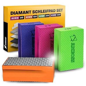 Amboss Werkzeuge Schuurblok set korrel: 60-400 - diamant schuurpad - schuurspons/geschikt voor tegels + porselein steengoed + glas + graniet + marmer