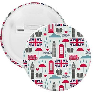 Londen Symbolen En Britse Vlag Ronde Knop Broche Pin Leuke Blik Badge Gift Kleding Accessoires Voor Mannen Vrouwen