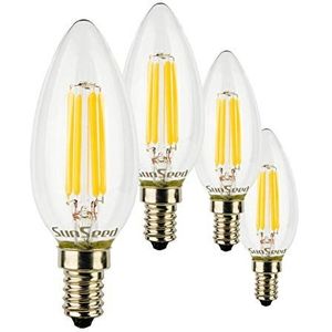 SUNSEED 4X GLOEIDRAAD LED KAARS LAMP E14 5W VERVANGT 48W WARM WIT 2700K