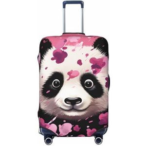 NONHAI Reisbagagehoes, roze panda, katoen, spandex, kofferbeschermer, wasbare bagagehoezen, elastische krasbestendige bagagehoes, beschermer, past op bagage van 45-70 cm, Zwart, L