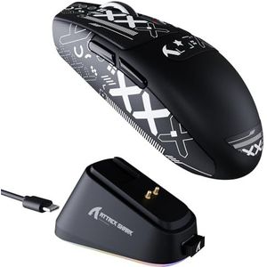 ATTACK SHARK G3PRO Draadloze Gamingmuis met Magnetisch Oplaadstation, PixArt PAW3311 Sensor, Tot 25.000 DPI, BT/2,4 GHz/Bedraad, 100M Klikken, 59g SUPERLIGHT Muizen voor PC/Xbox/PS/Mac - Zwart & Tape