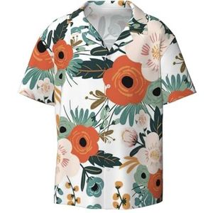ZEEHXQ Paaseieren print heren casual button down shirts korte mouw kreukvrij zomer jurk shirt met zak, Lente Bloem, 4XL