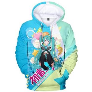 Hatsune Miku Trekkoord Hoodie Miku Anime Unisex Pullover Street Harajuku Sweatshirt voor Mannen en Vrouwen 3D Gedrukt Sweatshirt