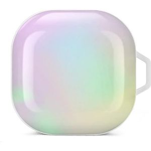 Iriserend hologram oordopjes hoesje compatibel met Samsung hard shell beschermhoes witte stijl