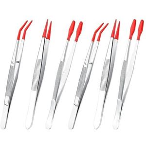 Set Van 6 Pincetten Met Rubberen Punten, Zachte PVC-rubberen Punten - A22G