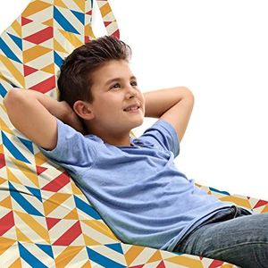 ABAKUHAUS retro Zitzak, Diagonaal gestreepte Squares, Veel Ruimte om Zacht Speelgoed als Knuffels in op te Bergen, met Handvat, Marigold Scarlet