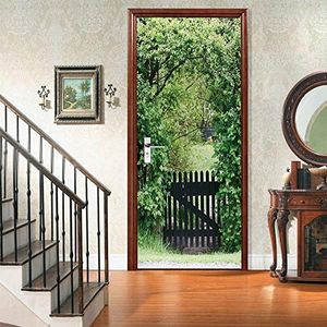 VIRANDA 3D Deurstickers Zelfklevend Deurbehang - Tuin - Deurfolie Deur poster PVC Afneembaar Waterdicht Stickers 77 x 200 cm
