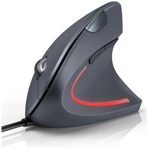 TECKNET Verticale muis met kabel, ergonomische muis, stil, met kabel, 6400 dpi, 4 instelbare niveaus, 1,5 m USB-kabel, 6 knoppen, voor laptop, desktop, pc, MacBook