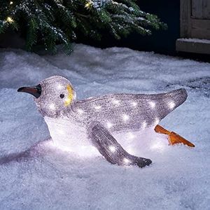 Lights4fun 50 stuks led acryl pinguïn figuur 27 cm binnen en buiten kerstfiguur kerstdecoratie