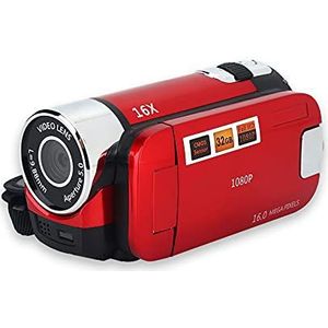 Digitale Camcorder Videocamera Camcorder 16x HD 32g Externe Geheugenkaart 270° Rotatie(rood)