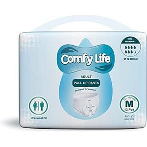 Comfy Life Premium incontinentie pull-up luierbroek voor volwassenen, verpakking van 12 stuks, hoog absorptievermogen (medium)