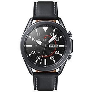 Samsung Galaxy Watch 3 Smartwatch Bluetooth, behuizing 45 mm, staal, lederen band, satuurmeter, valherkenning, sportbewaking, 53,8 g, accu 340 mAh, IP68, Mystic Black [Italiaanse versie]