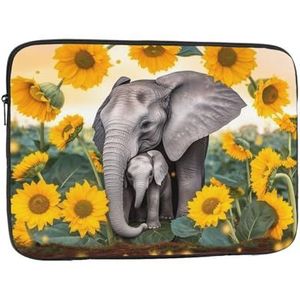 Laptophoes tas 13 inch schokbestendige moeder olifant zonnebloemen laptophoes waterbestendig aktetas voor mannen vrouwen