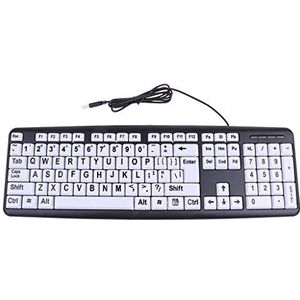 USB Wired Game Toetsenbord Ogen Bescherming Witte Sleutels voor Ouderen, Studenten
