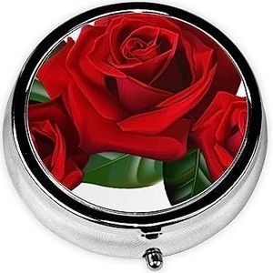 Gothic Rose Gedrukt Pil Organizer Pil Doos Pil Case Draagbare voor Portemonnee Pocket Ronde Metalen Pil Houder Organizer voor Dagelijkse Geneeskunde