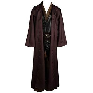 xingyueshop Filmkostuum voor Halloween voor volwassenen, middeleeuws cosplay-kostuum, koffiebruine cape, mantelgewaad, XXL