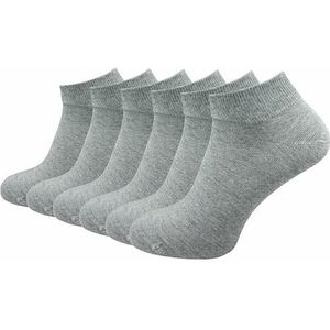 GAWILO Sneakersokken voor dames van 100% puur katoen (6 paar | 10 paar) | korte sokken zonder drukkende naad over de tenen, lichtgrijs | 6 paar, 39-42 EU