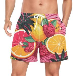 Niigeu Cool Summer Fruit Orange Zwembroek voor heren, sneldrogend, met zakken, Leuke mode, XXL