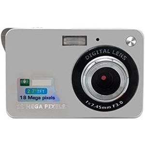 Digitale Camera, Mini Digitale Camera for Fotografie Vintage Compact Photo Recorder 2.7 Tft-scherm Draagbare Dv Selfie Retro 18MP Video Camcorder(No SD Card,Silver)