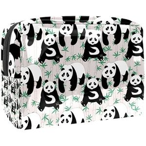 Leuke Panda Bamboe Patroon Grote Make-up Zak, Waterdichte Reizen Draagbare Cosmetische Zak, Travel Beauty Box, Toilettas