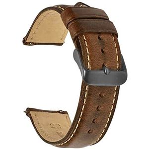 Olie gelooid leer 22mm 20mm 18mm horlogeband Quick release horlogeband band bruin compatibel met mannen vrouwen compatibel met fossiel (Color : Dark brown-B, Size : 18mm)