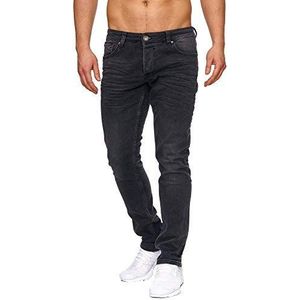 Tazzio Jeans Slim Fit heren jeansbroek stretch designerbroek denim 16533, zwart, 42W x 32L