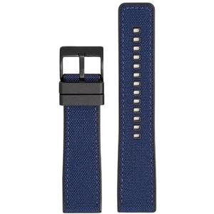 Geweven canvas rubberen band 20mm22mm 24mm snelsluiting waterdicht heren nylon sport vervangen armband horlogeband geschikt for Omega for Seiko (Color : Blue black, Size : 24mm)
