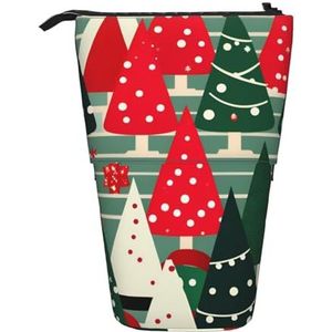 Evengigy Kerstbomen Print Leuke Etui met Zip Verstelbare Stand Potlood Houder Grappige Make-up Tas, Zwart, Eén maat, Tas Organizer