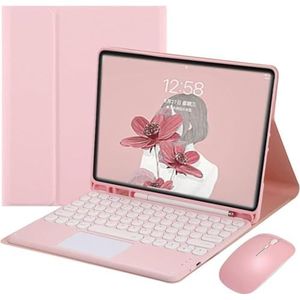 Toetsenbordhoes voor Samsung Galaxy Tab S11 Ultra 14,6"" 2025 (SM-X930/X936B), Magnetisch Afneembaar Draadloos Toetsenbord Met en Bluetooth-muis,Roze