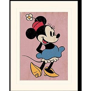 1art1 Minnie Mouse Poster Retro Ingelijste Foto Met Passepartout | Muur Foto's | In Een Fotolijstje 40x30 cm