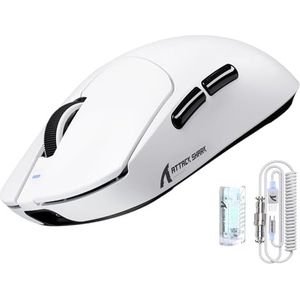 ATTACK SHARK X8 Ultra 8KHz Draadloze Gaming Muis, 55g Ultralicht, Nordic52840, PAW3950MAX, 42KDPI, BT/2.4Ghz/Draadloos, Koel Nano-Omslag, Voor Grote Handen, 500mAh, SW & Web Driver, Voor PC/Mac (Wit)