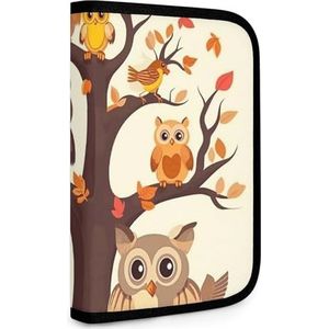 Cartoon Uil op Boom Gereedschapstas Opbergzakken Gereedschapstassen voor Mannen Tool Bag Organizer Grote Opbergzakken Opbergzakken met Rits Ruimte Zakken Gereedschapstas voor Vrouwen Opvouwbare Tas,