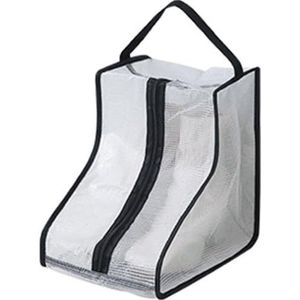 Boot Opbergtas Stofdicht Transparant Schoenen Bescherming Tas Draagbare Rits Laarzen Pocket voor Huishoudelijke Reizen, Zwart, 28*20*28cm