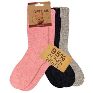 4 paar alpaca-sokken, wol voor heren en dames, warm, behaaglijk met alpacawol, thermowollig gebreide sokken voor koud weer, roze/beige/zwart, 39-42 EU